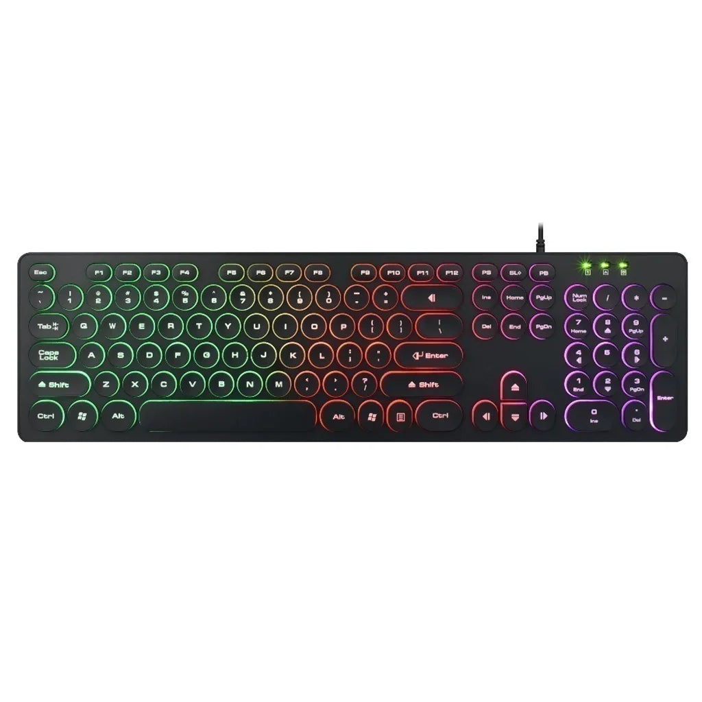 Teclado Gamer Knup KP-2059 QWERTY ABNT2 Português Brasil Preto Luz RGB Iluminado USB Ergonômico PC Notebook Jogos Computador