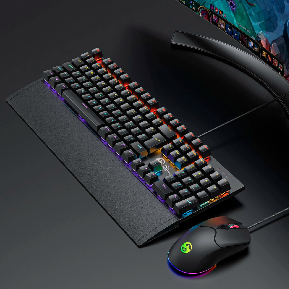 Kit Teclado E Mouse Mecânico Dpi 7200 Abnt2 Gamer Luz Led Rgb Switch Red Usb Mouse Pad Para Computador Pc Bk-06