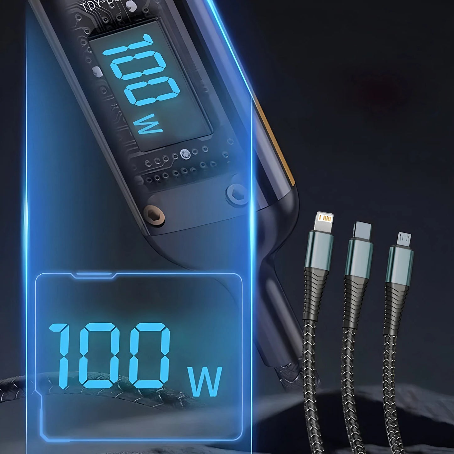Cabo de carregamento rápido multi carregador 100w usb universal 3 em 1 adaptador com tipo-c micro