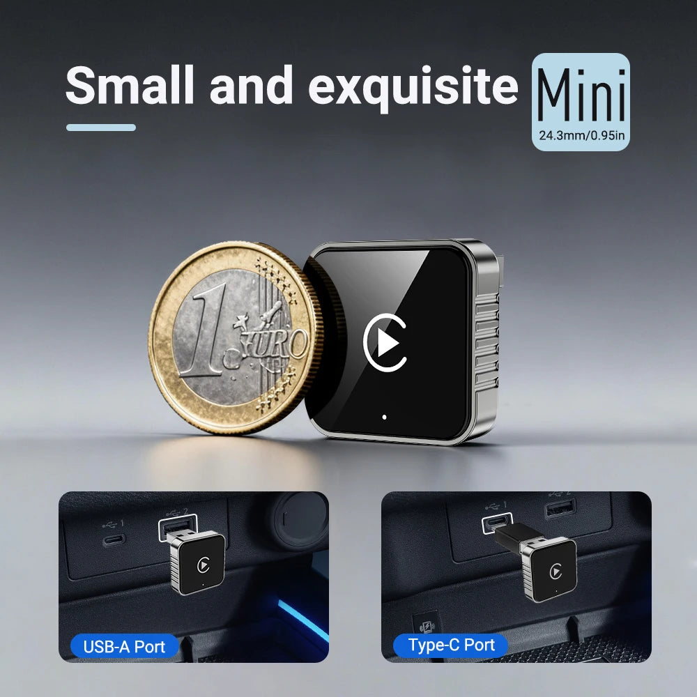 Auto para estéreo de carro 2 em 1 com fio para adaptador sem fio Android usb mini caixa inteligente plug e bluetooth