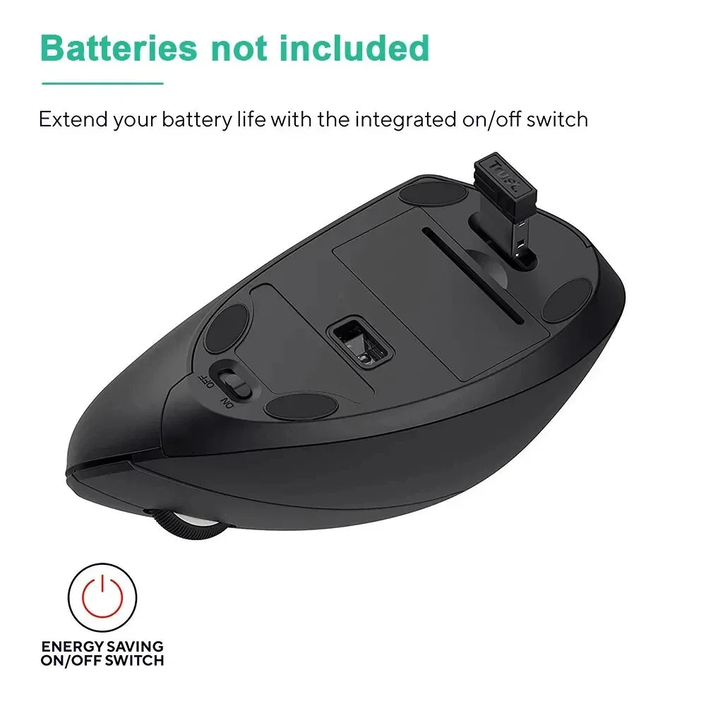 Rato vertical ergonômico 2.4ghz mouse óptico sem fio 3 dpi ajustável 800/1200/1600 6 botões para computador portátil desktop