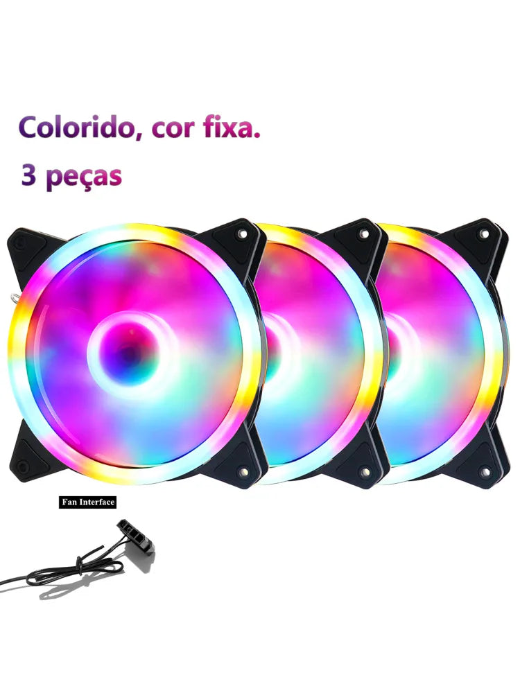 Wovibo-Ventilador de Refrigeração para Computador, Radiador Colorido para Chassis de Computador, Ventilador Molex, 3Pin, 12V, 12cm, 120mm