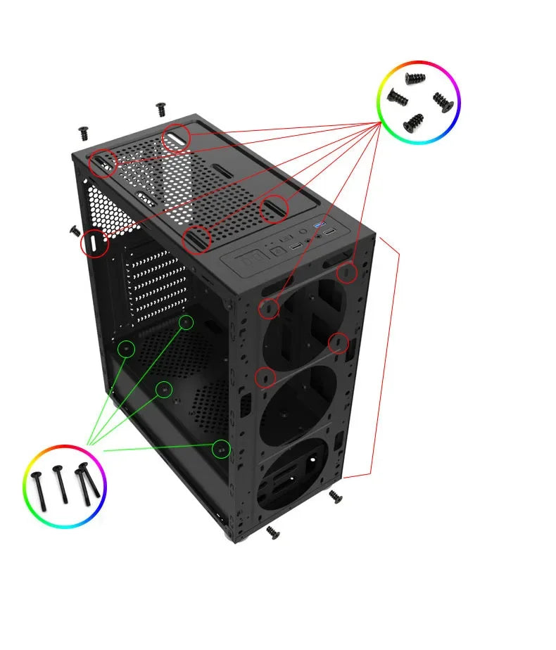Wovibo-Ventilador de Refrigeração para Computador, Radiador Colorido para Chassis de Computador, Ventilador Molex, 3Pin, 12V, 12cm, 120mm