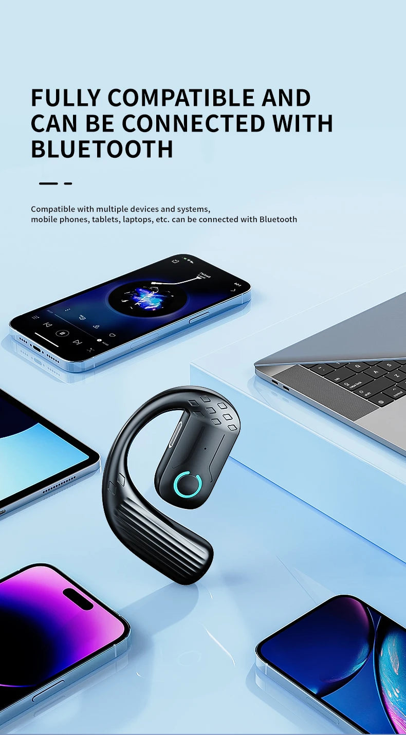 Fone de ouvido sem fio aberto Bluetooth 5.4 180 ° Rotação ajustável esquerda direita fone de ouvido universal com microfone esportivos