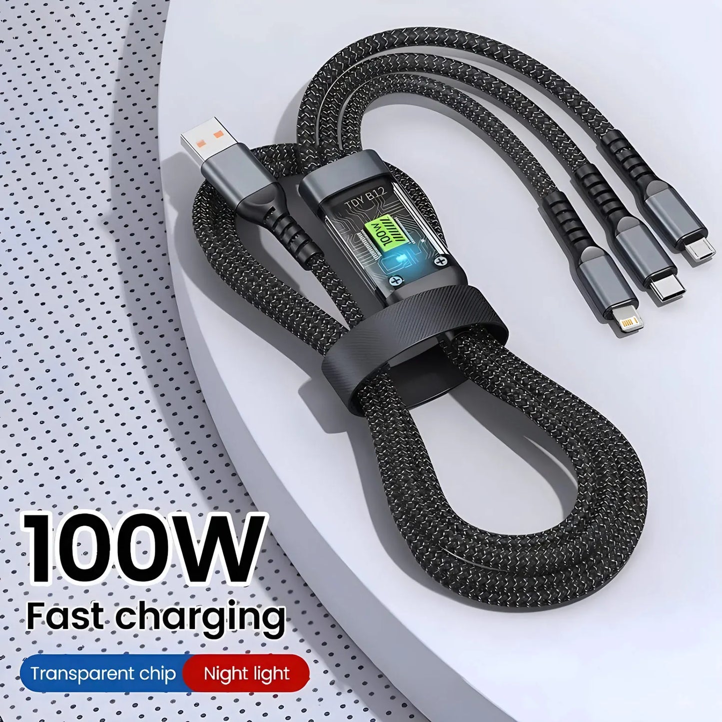 Cabo de carregamento rápido multi carregador 100w usb universal 3 em 1 adaptador com tipo-c micro