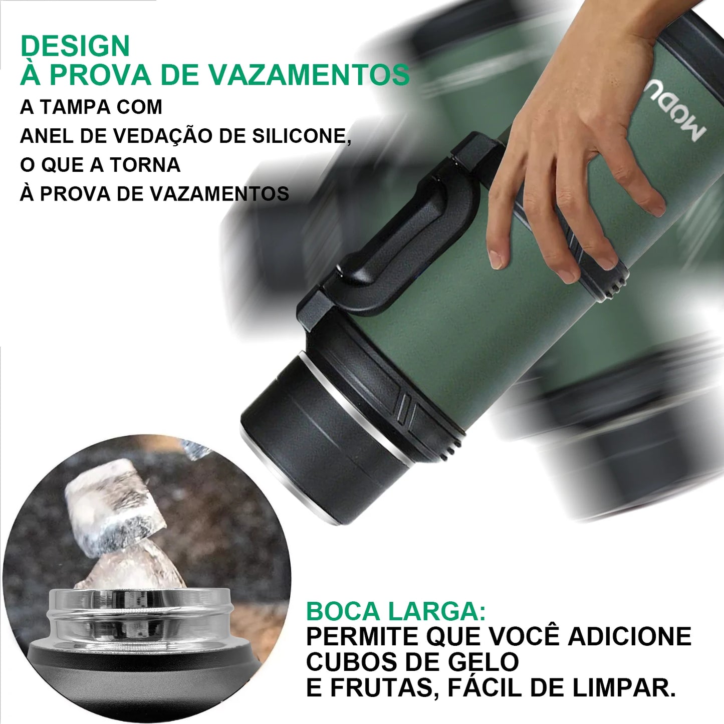Garrafa Térmica de Água Camada Dupla Vácuo Aço Inoxidável,Capacidade extragrande Garrafa de Água Isolada para Uso Externo 2.4L