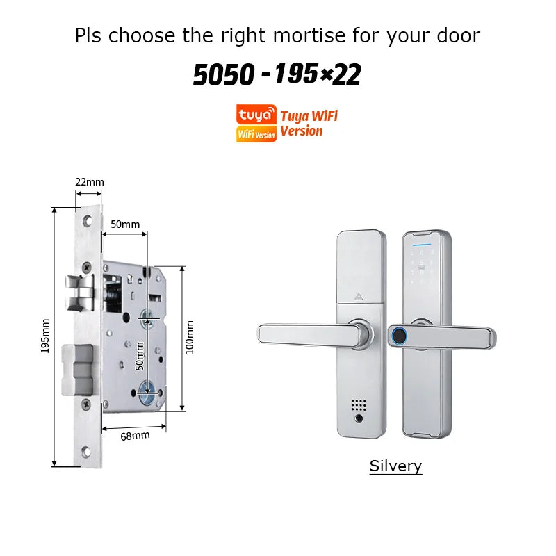 Fechadura Eletrônico Digital Biometric Fingerprint Lock App Remote Water poof Smart Door Lock YRHAND Tuya Wifi Sliver