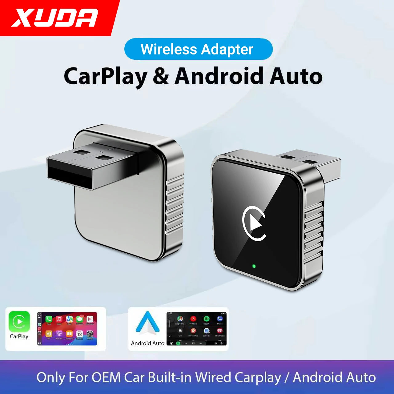 Auto para estéreo de carro 2 em 1 com fio para adaptador sem fio Android usb mini caixa inteligente plug e bluetooth