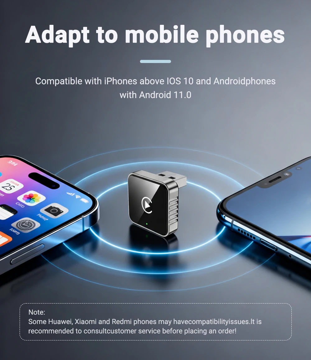 Auto para estéreo de carro 2 em 1 com fio para adaptador sem fio Android usb mini caixa inteligente plug e bluetooth