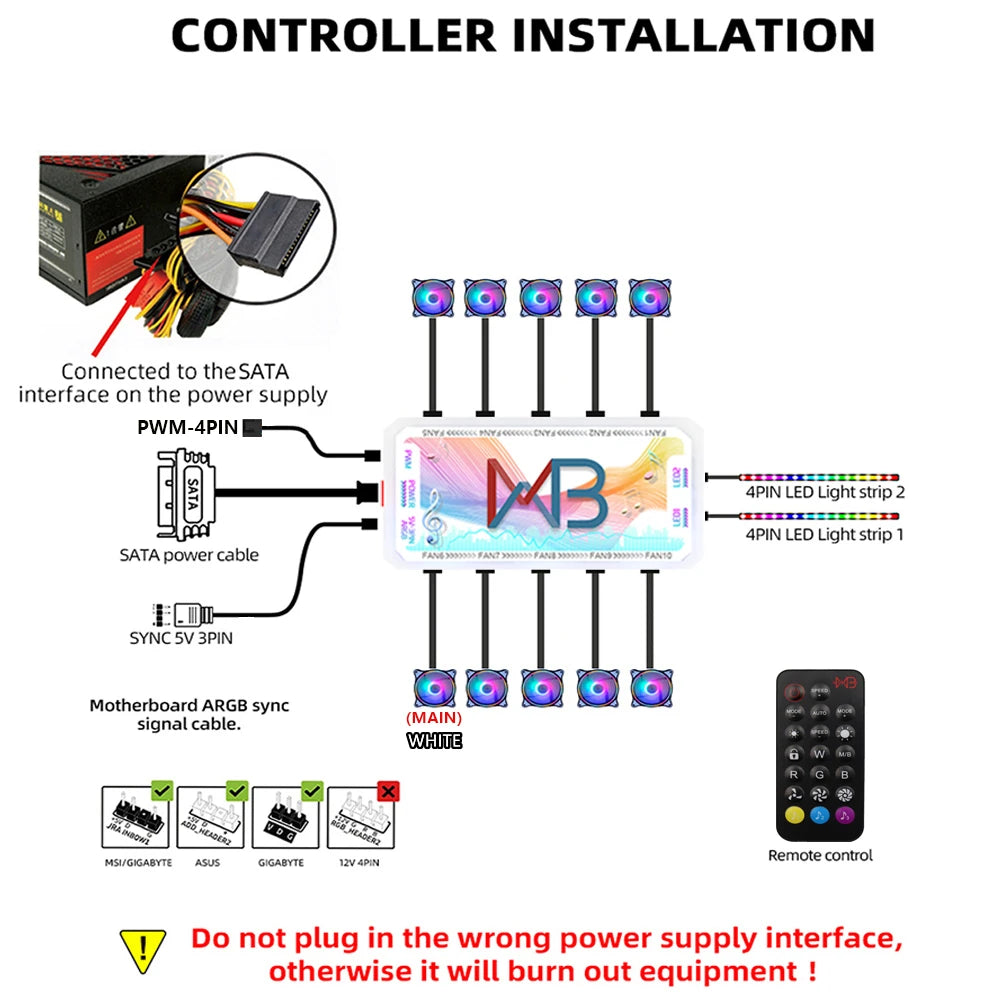 Ventilador para Caixa do Computador, PC Cooler, LED RGB Ajustável, 12cm, Mute Ventilador, 5V DC, Ventiladores ARGB, Ajustar Velocidade, Aura Sync, 6Pin, 120mm