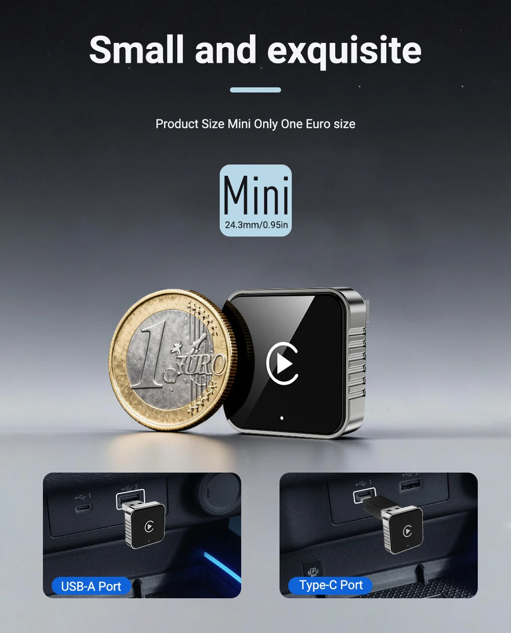 Auto para estéreo de carro 2 em 1 com fio para adaptador sem fio Android usb mini caixa inteligente plug e bluetooth