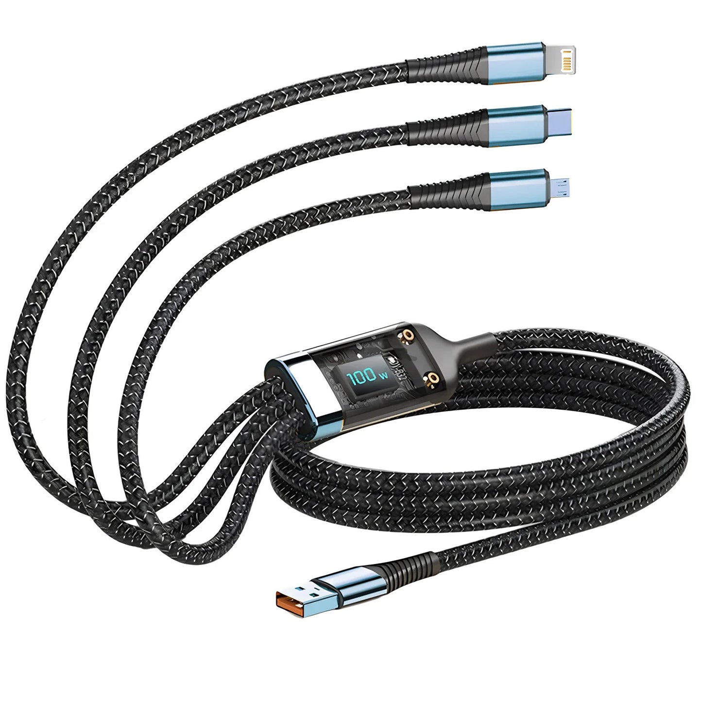 Cabo de carregamento rápido multi carregador 100w usb universal 3 em 1 adaptador com tipo-c micro