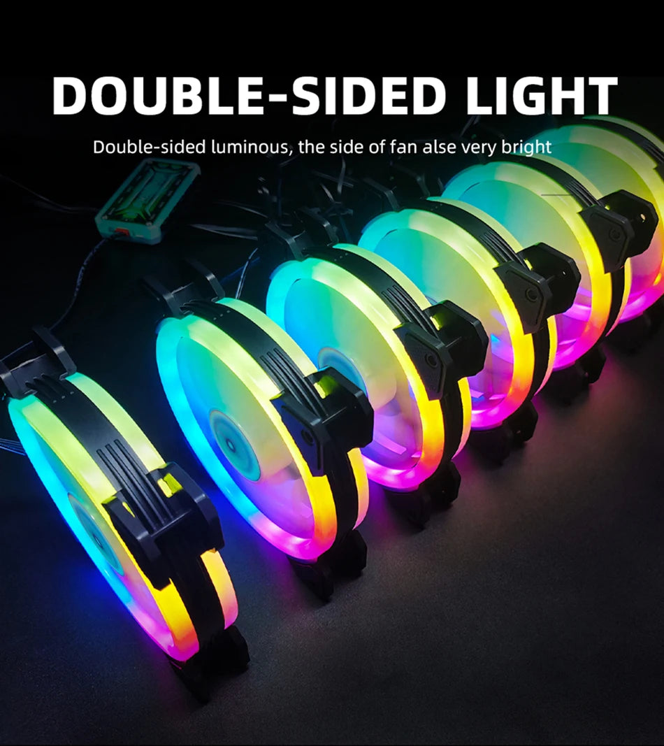 Ventilador para Caixa do Computador, PC Cooler, LED RGB Ajustável, 12cm, Mute Ventilador, 5V DC, Ventiladores ARGB, Ajustar Velocidade, Aura Sync, 6Pin, 120mm