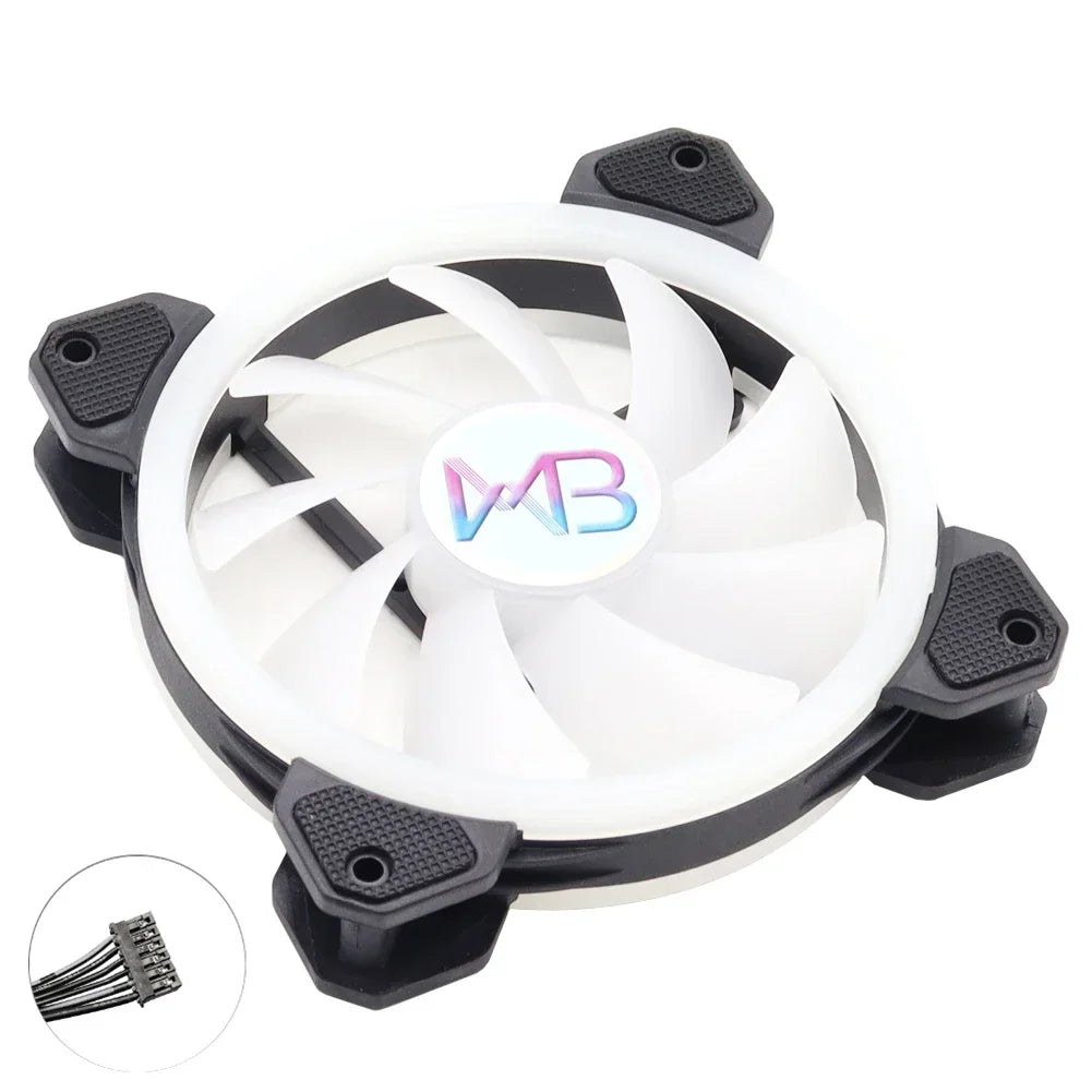 Ventilador para Caixa do Computador, PC Cooler, LED RGB Ajustável, 12cm, Mute Ventilador, 5V DC, Ventiladores ARGB, Ajustar Velocidade, Aura Sync, 6Pin, 120mm