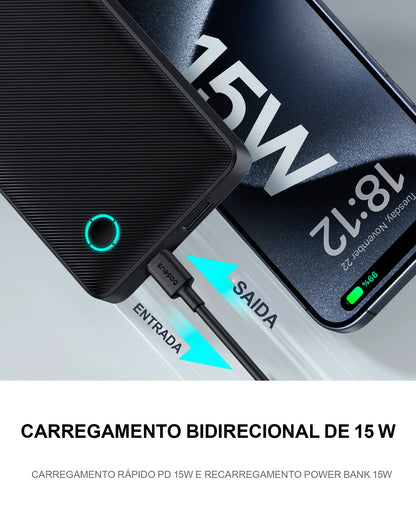 Carregamento Simultaneo Compativel com iPhone e Androids Carregador Portátil Power Bank Baseus Turbo Airpow Lite 10000mah 15w
