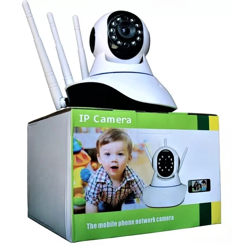 Câmara de Segurança Wireless Wi-Fi Com IP 3 Antenas P2p ONVIF HD Giro 355 °