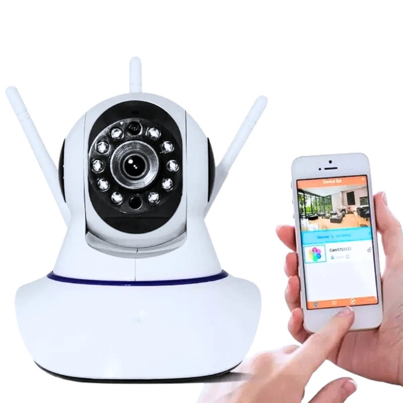Câmara de Segurança Wireless Wi-Fi Com IP 3 Antenas P2p ONVIF HD Giro 355 °