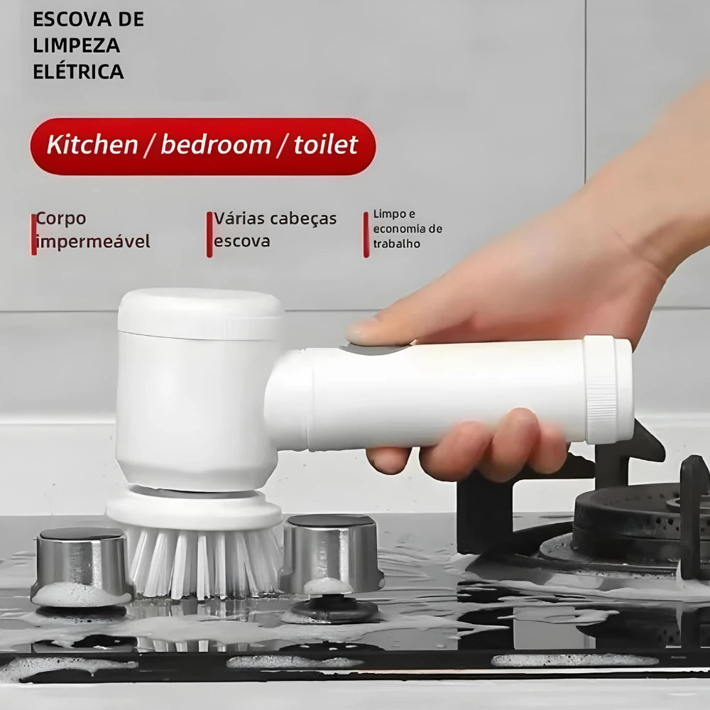 Escova Elétrica de Limpeza Sem Fio 5 em 1 Limpador Para Cozinha e Banheiro Multiuso
