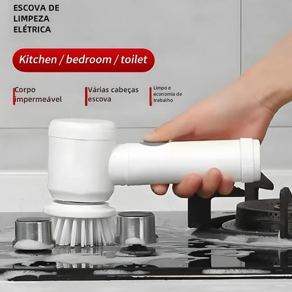 Escova Elétrica de Limpeza Sem Fio 5 em 1 Limpador Para Cozinha e Banheiro Multiuso