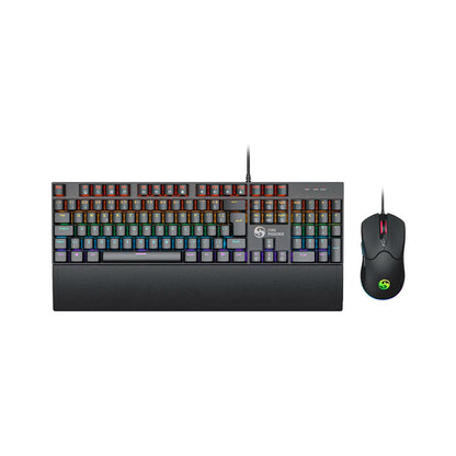 Kit Teclado E Mouse Mecânico Dpi 7200 Abnt2 Gamer Luz Led Rgb Switch Red Usb Mouse Pad Para Computador Pc Bk-06
