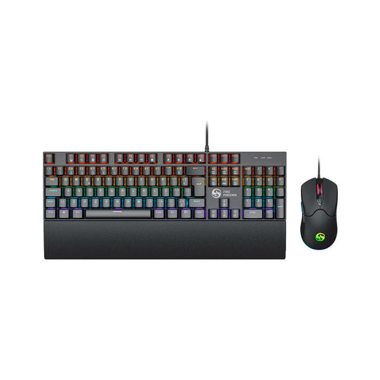 Kit Teclado E Mouse Mecânico Dpi 7200 Abnt2 Gamer Luz Led Rgb Switch Red Usb Mouse Pad Para Computador Pc Bk-06