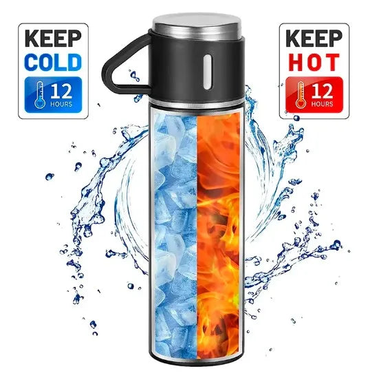 Garrafa Térmica 500ml Com Xícara Café Chá a Vácuo Inox Com 3 Xícaras Vacuum Flask Set 500ml Várias Cores Embalagem Presente