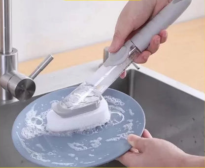 Escova Limpeza 2 em 1 Dispenser Detergente Prática Multifuncional Compacta Cozinha Higiene Durável Fácil Uso Armazenamento