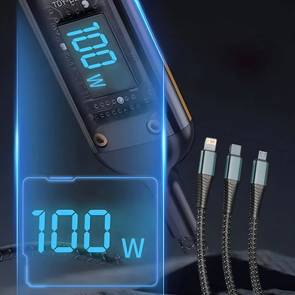 Cabo de carregamento rápido multi carregador 100w usb universal 3 em 1 adaptador com tipo-c micro