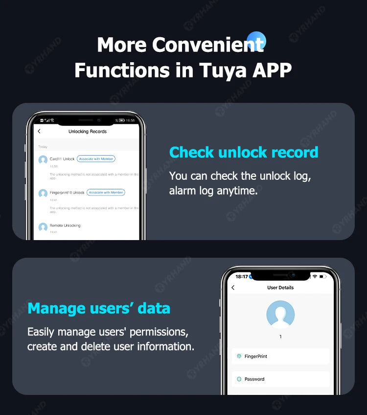Fechadura Eletrônico Digital Biometric Fingerprint Lock App Remote Water poof Smart Door Lock YRHAND Tuya Wifi Sliver