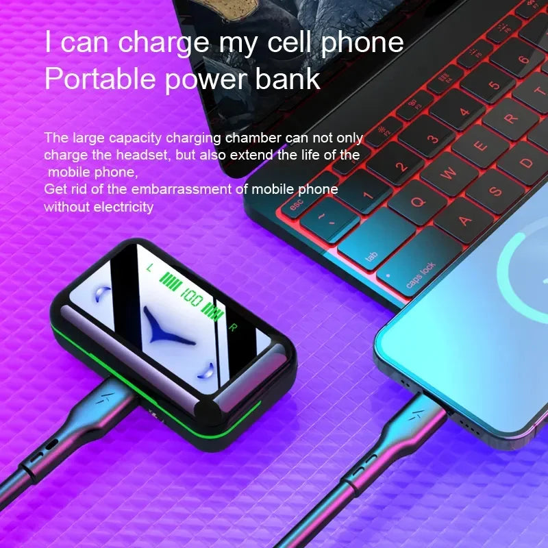 E10 Tws V5.1 Fones de ouvido sem fio Bluetooth Touch Sports Earphones com banco de energia, adequado para smartphones