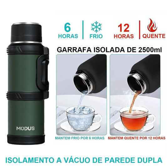 Garrafa Térmica de Água Camada Dupla Vácuo Aço Inoxidável，Capacidade extragrande Garrafa de Água Isolada para Uso Externo 2.4L