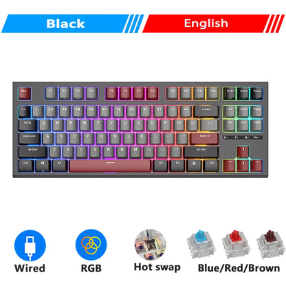 Teclado Mecânico Rk royal kludge r87 gamer brasileiro com fio 87 teclas rgb retro iluminado personalizadas