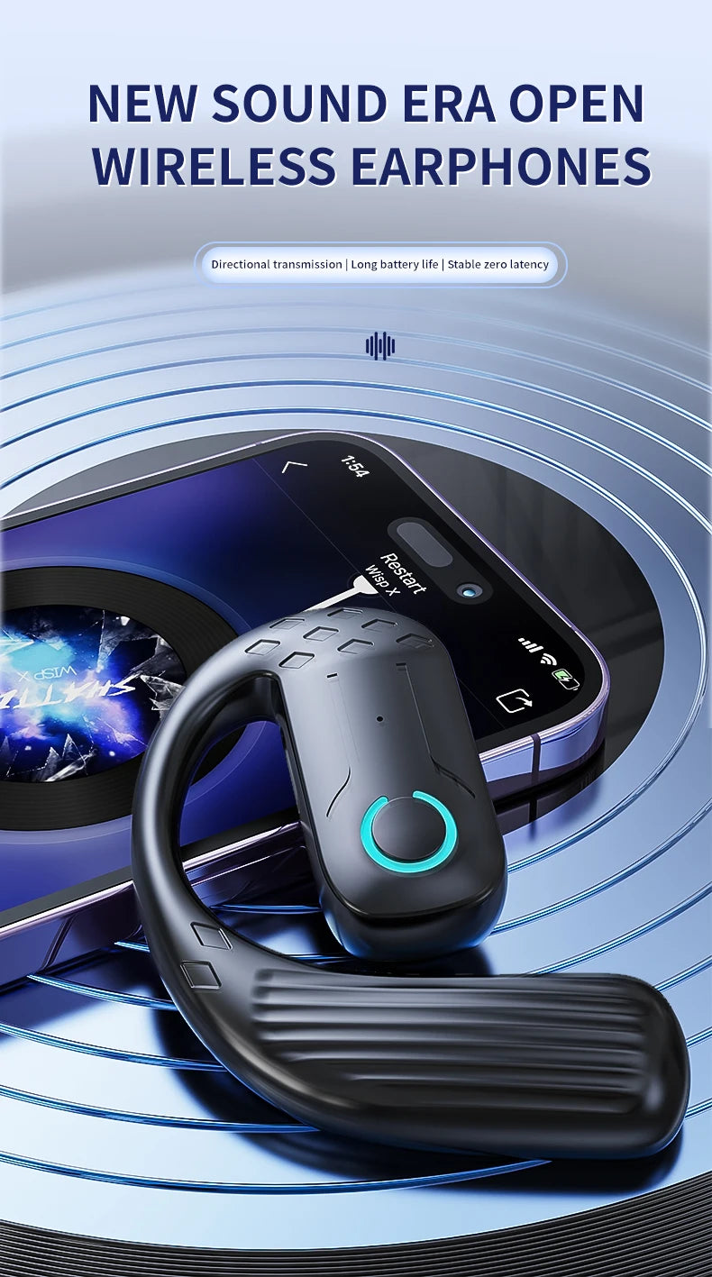 Fone de ouvido sem fio aberto Bluetooth 5.4 180 ° Rotação ajustável esquerda direita fone de ouvido universal com microfone esportivos