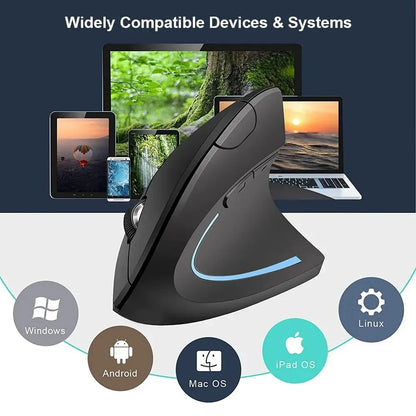 Rato vertical ergonômico 2.4ghz mouse óptico sem fio 3 dpi ajustável 800/1200/1600 6 botões para computador portátil desktop