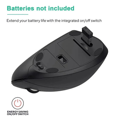 Rato vertical ergonômico 2.4ghz mouse óptico sem fio 3 dpi ajustável 800/1200/1600 6 botões para computador portátil desktop