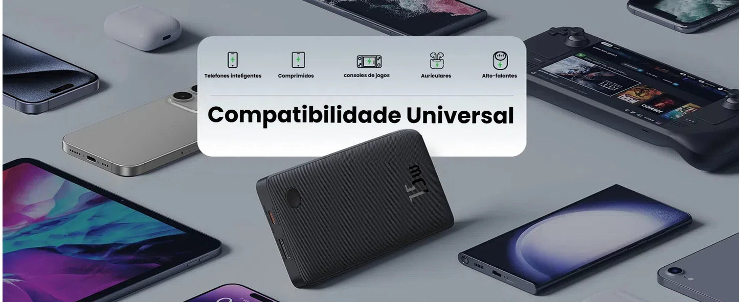 Carregamento Simultaneo Compativel com iPhone e Androids Carregador Portátil Power Bank Baseus Turbo Airpow Lite 10000mah 15w