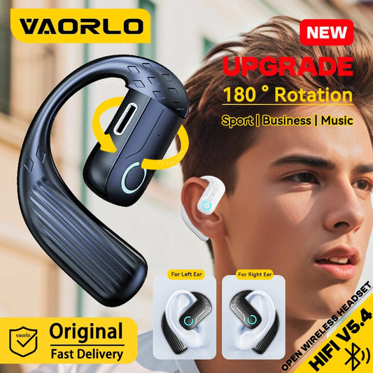 Fone de ouvido sem fio aberto Bluetooth 5.4 180 ° Rotação ajustável esquerda direita fone de ouvido universal com microfone esportivos