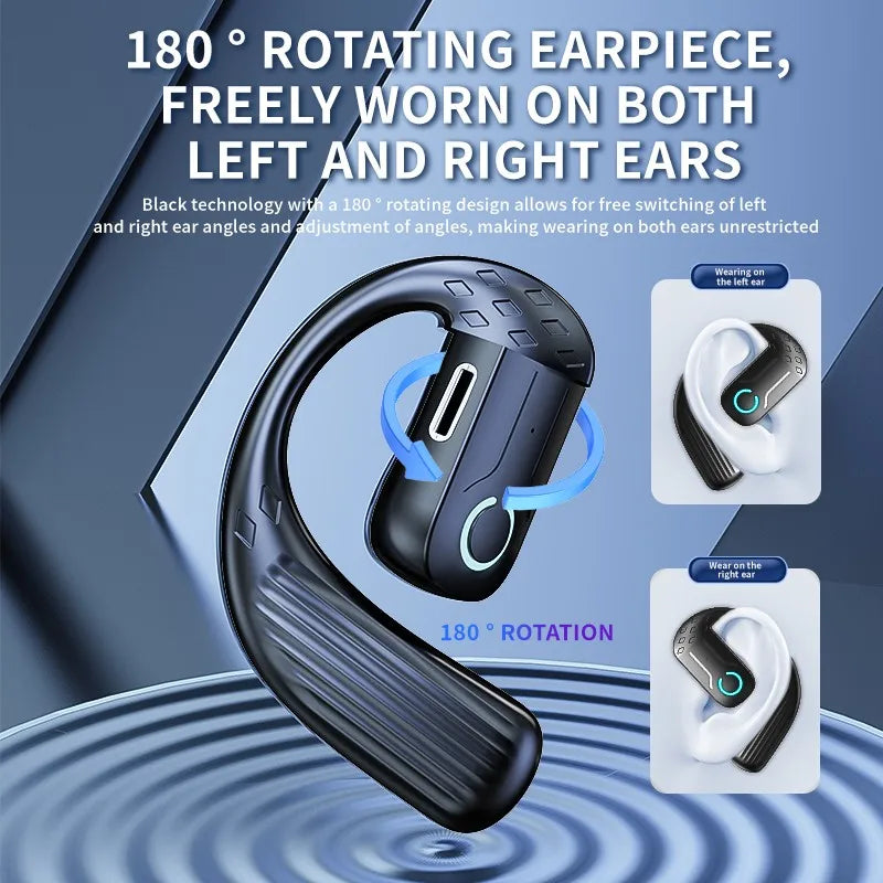 Fone de ouvido sem fio aberto Bluetooth 5.4 180 ° Rotação ajustável esquerda direita fone de ouvido universal com microfone esportivos