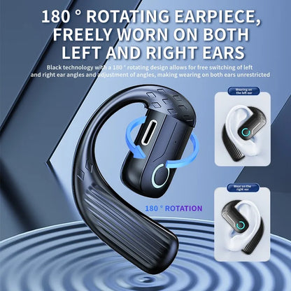 Fone de ouvido sem fio aberto Bluetooth 5.4 180 ° Rotação ajustável esquerda direita fone de ouvido universal com microfone esportivos