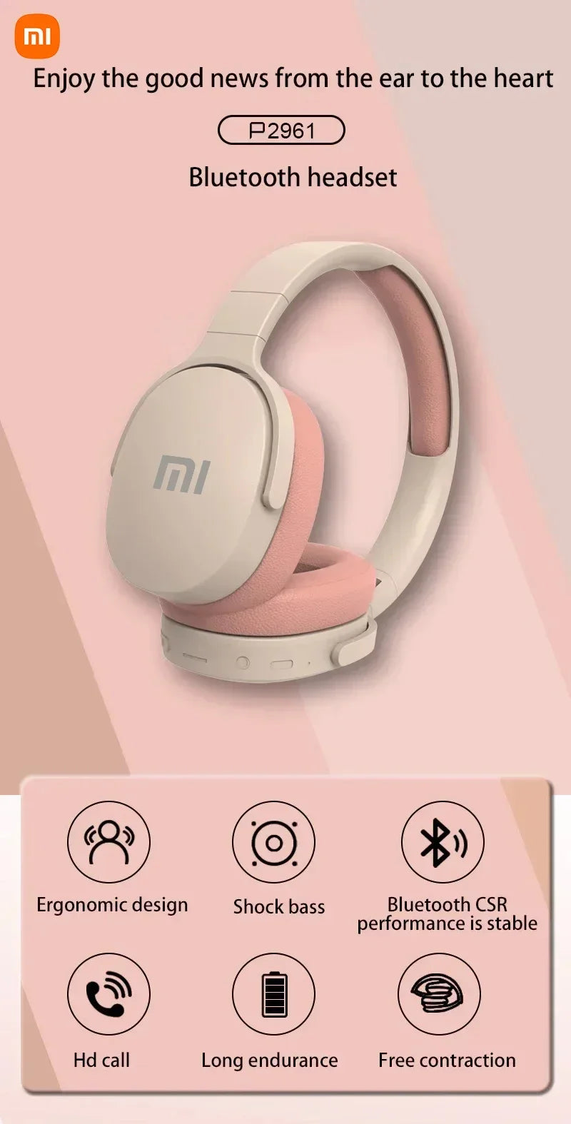 Xiaomi Wireless Bluetooth Headphones Over Ear HiFi Stereo Lightweight Foldable Headset Supports TF Cards 3.5mm Type-C Interface