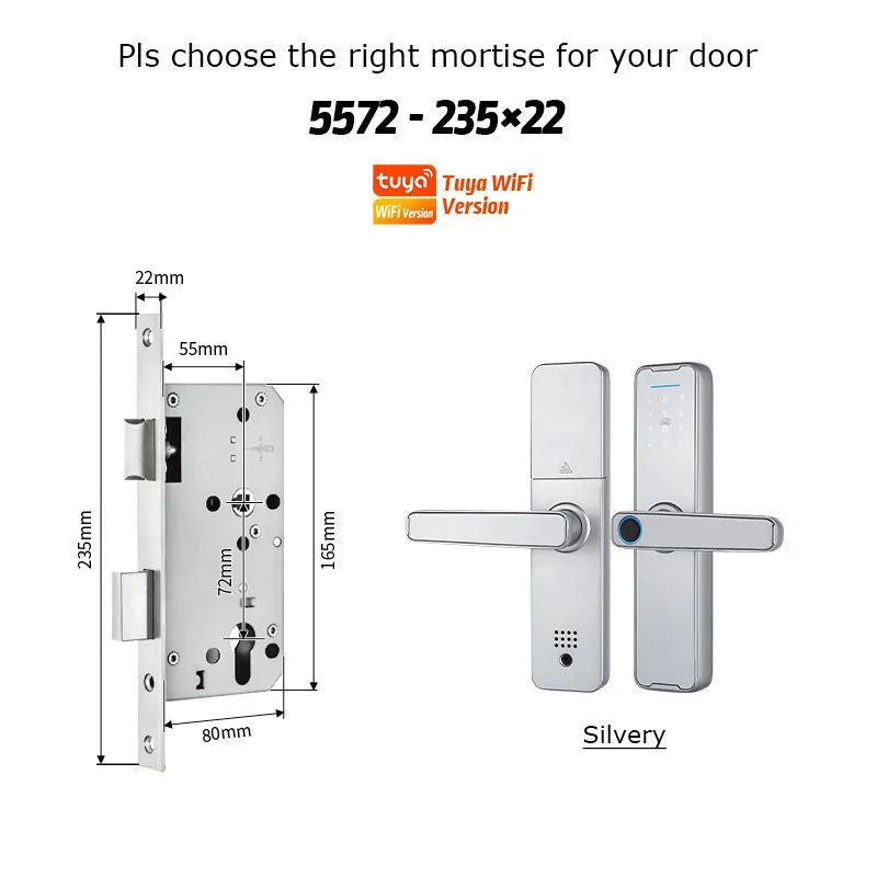 Fechadura Eletrônico Digital Biometric Fingerprint Lock App Remote Water poof Smart Door Lock YRHAND Tuya Wifi Sliver