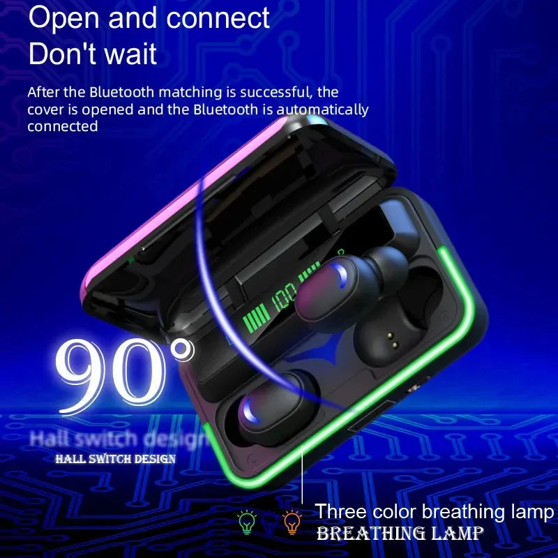 E10 Tws V5.1 Fones de ouvido sem fio Bluetooth Touch Sports Earphones com banco de energia, adequado para smartphones