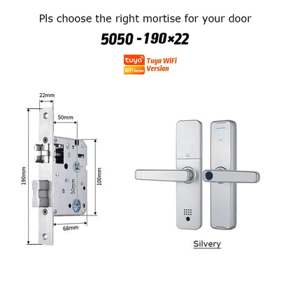 Fechadura Eletrônico Digital Biometric Fingerprint Lock App Remote Water poof Smart Door Lock YRHAND Tuya Wifi Sliver