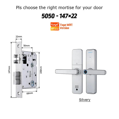 Fechadura Eletrônico Digital Biometric Fingerprint Lock App Remote Water poof Smart Door Lock YRHAND Tuya Wifi Sliver