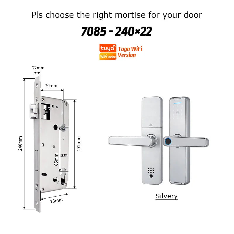 Fechadura Eletrônico Digital Biometric Fingerprint Lock App Remote Water poof Smart Door Lock YRHAND Tuya Wifi Sliver