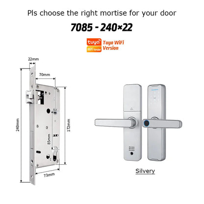 Fechadura Eletrônico Digital Biometric Fingerprint Lock App Remote Water poof Smart Door Lock YRHAND Tuya Wifi Sliver