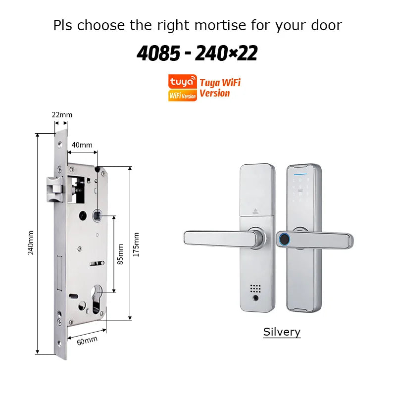 Fechadura Eletrônico Digital Biometric Fingerprint Lock App Remote Water poof Smart Door Lock YRHAND Tuya Wifi Sliver