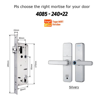 Fechadura Eletrônico Digital Biometric Fingerprint Lock App Remote Water poof Smart Door Lock YRHAND Tuya Wifi Sliver