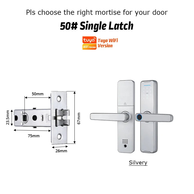 Fechadura Eletrônico Digital Biometric Fingerprint Lock App Remote Water poof Smart Door Lock YRHAND Tuya Wifi Sliver