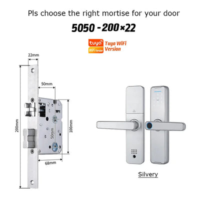 Fechadura Eletrônico Digital Biometric Fingerprint Lock App Remote Water poof Smart Door Lock YRHAND Tuya Wifi Sliver
